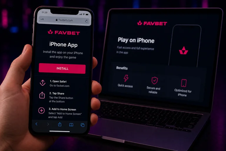 Einrichtung von Favbet auf iPhone und iPad über den Safari-Browser mit Vollbildmodus, Speicherung auf dem Startbildschirm und voller Funktionalität ohne App Store