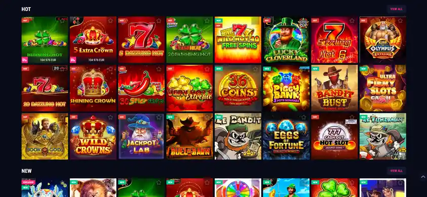 Slot-Katalog des Favbet Casinos mit Video-Automaten, Klassikern, Megaways, Büchern und Buy Bonus, Filtern nach Anbieter und Volatilität